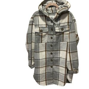 One 5 One Grey And Brown Plaid Woman’s Jacket Sz Large